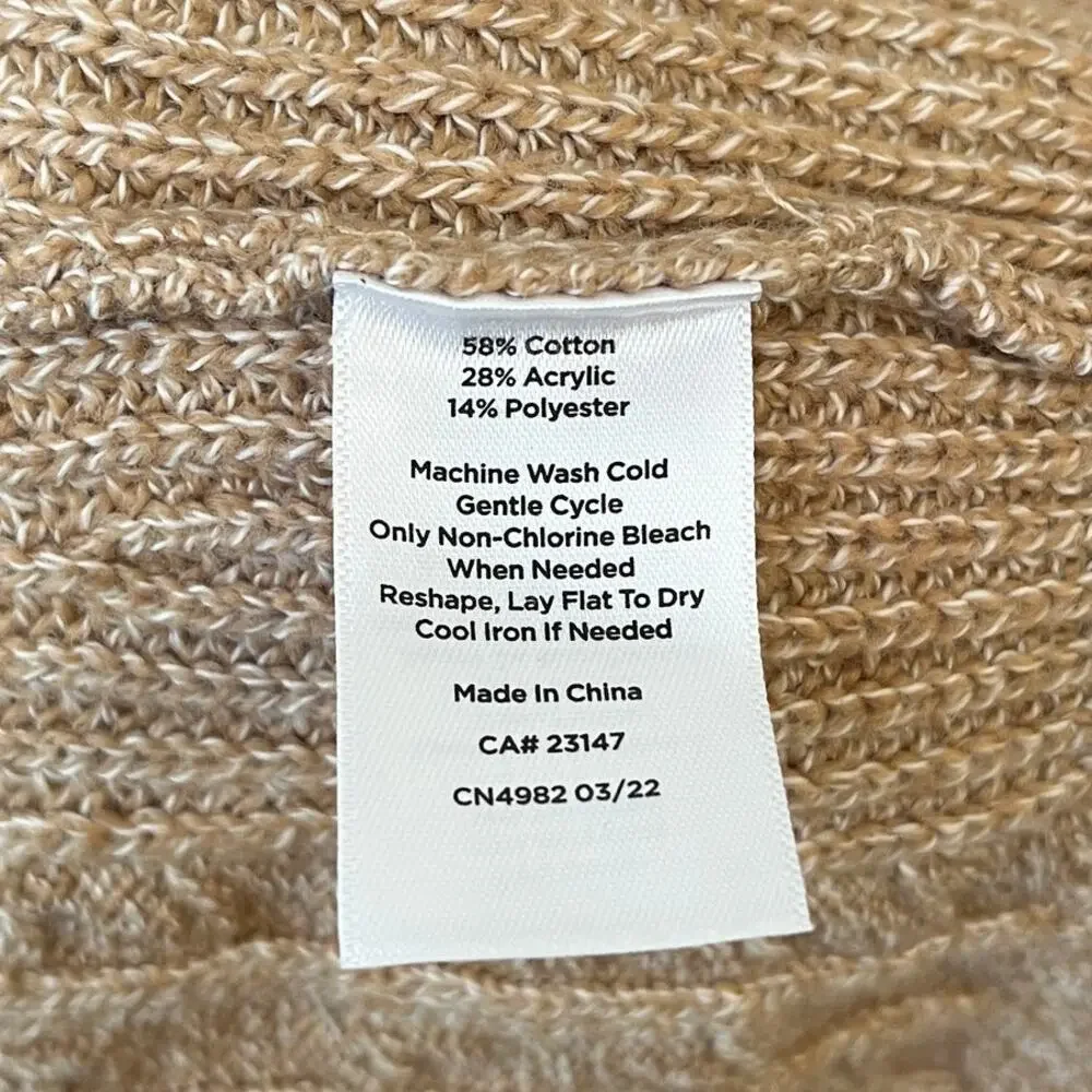 Talbots Cable Knit Cardigan‎ Old Money Womens MP Long Preppy Academia Cotton Tan